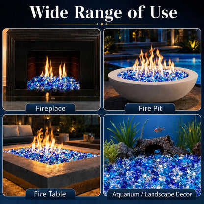 20 Pounds Bahama Blend Fire Glass for Fire Pit - 1/2 Inch High Luster Reflective Tempered Glass Rocks for Natural or Propane Fireplace, Safe for Outdoors and Indoors