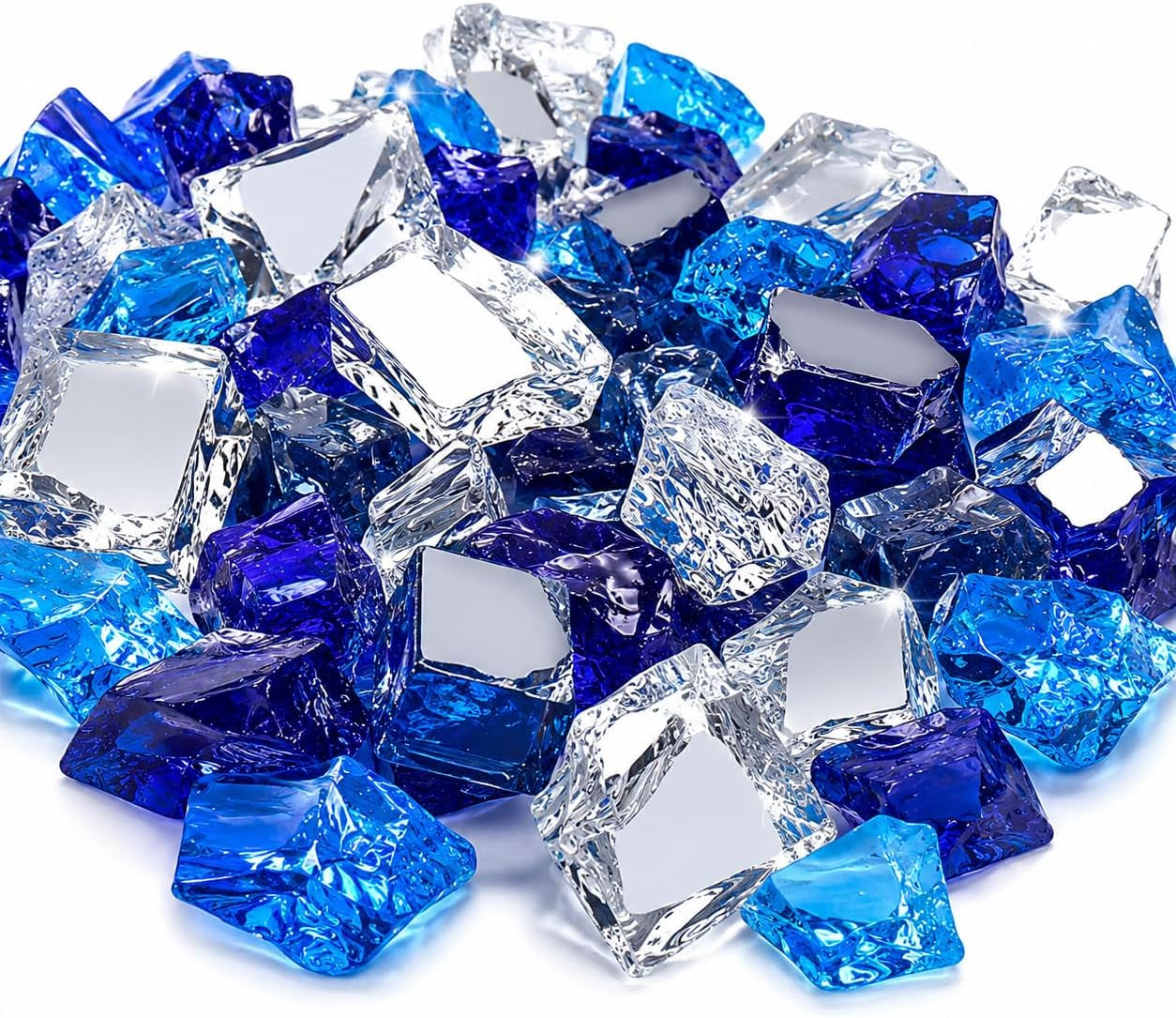 20 Pounds Bahama Blend Fire Glass for Fire Pit - 1/2 Inch High Luster Reflective Tempered Glass Rocks for Natural or Propane Fireplace, Safe for Outdoors and Indoors